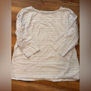 XL Coral Bay White BlueStriped Qtr Sleeve Top